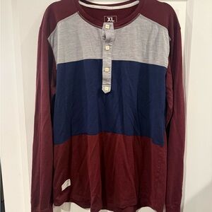 Men's Tri-Color Long Sleeve Henley Shirt